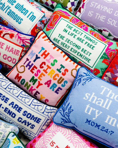 Furbish My Circus Needlepoint Pillow, view 6