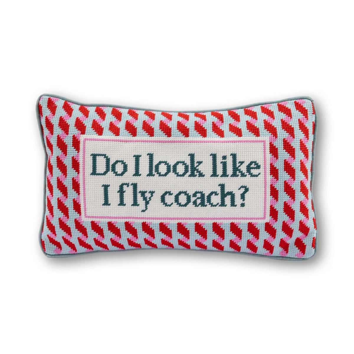 Furbish Studio Fly Coach Needlepoint Pillow with velvet backing