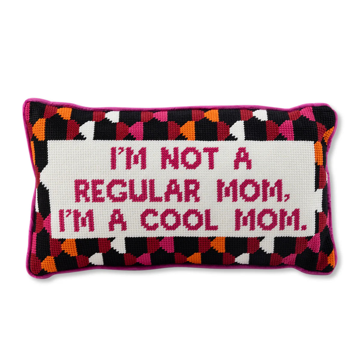 Furbish Studio Cool Mom Needlepoint Pillow with velvet backing