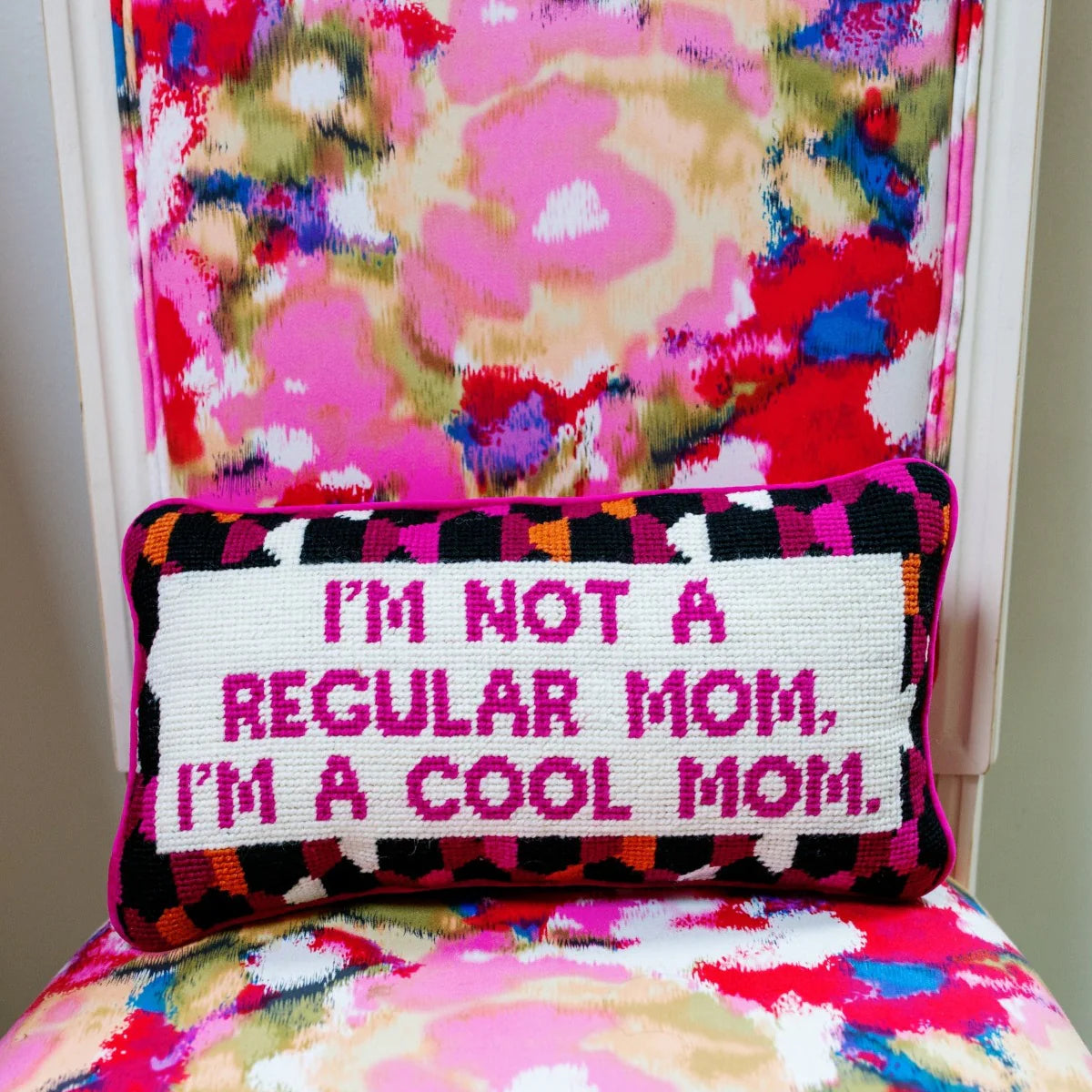 Furbish Cool Mom Needlepoint Pillow, view 2