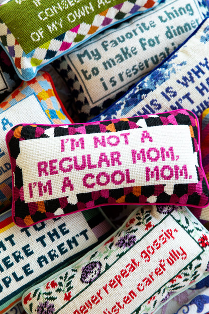 Furbish Cool Mom Needlepoint Pillow, view 3