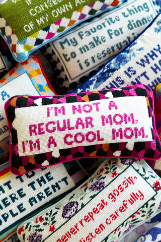 Furbish Cool Mom Needlepoint Pillow