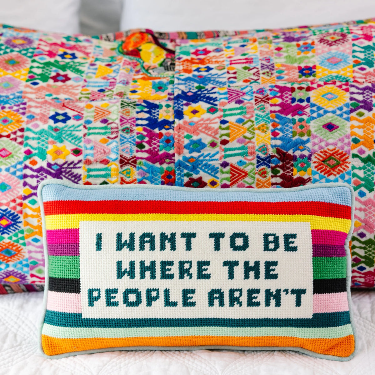 Furbish Where the People Aren't Needlepoint Pillow, view 2