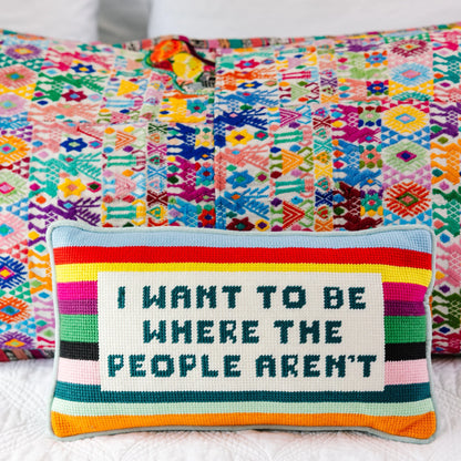 Furbish Where the People Aren't Needlepoint Pillow, view 2