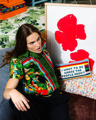 Furbish Where the People Aren't Needlepoint Pillow