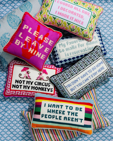 Furbish Where the People Aren't Needlepoint Pillow