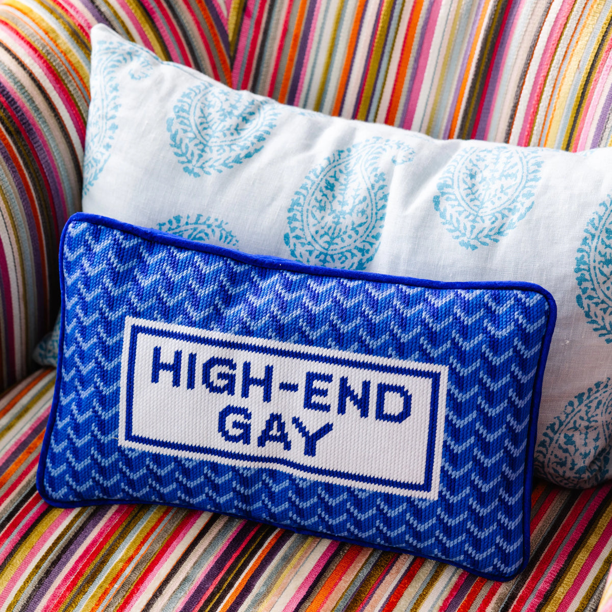 Furbish High End Gay Needlepoint Pillow