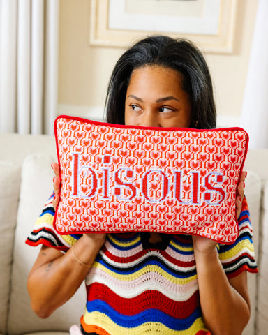 Furbish Bisous Needlepoint Pillow