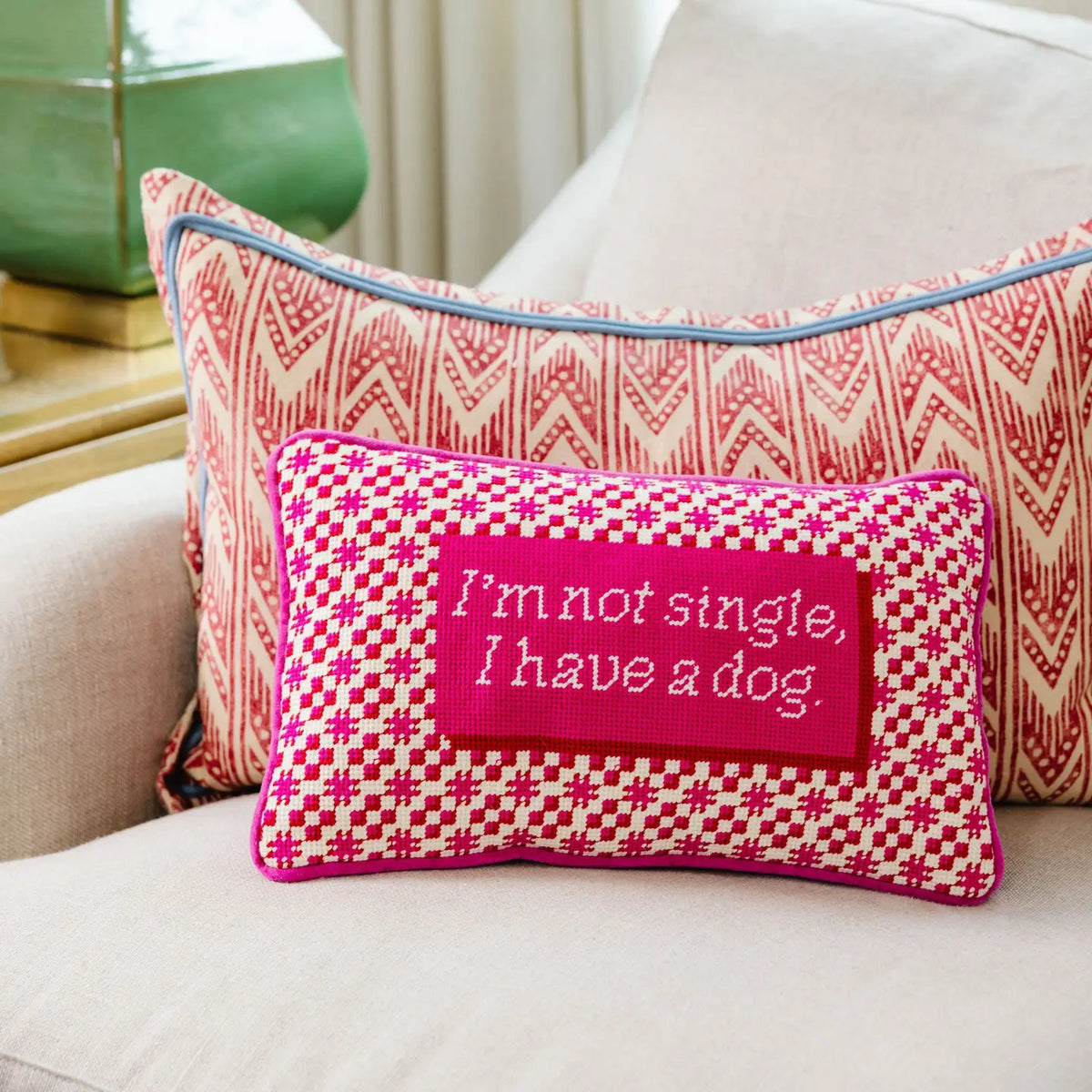 Furbish Single Dog Needlepoint Pillow, view 2
