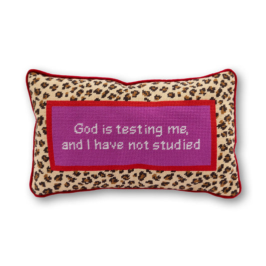 Furbish God Testing Me Needlepoint Pillow