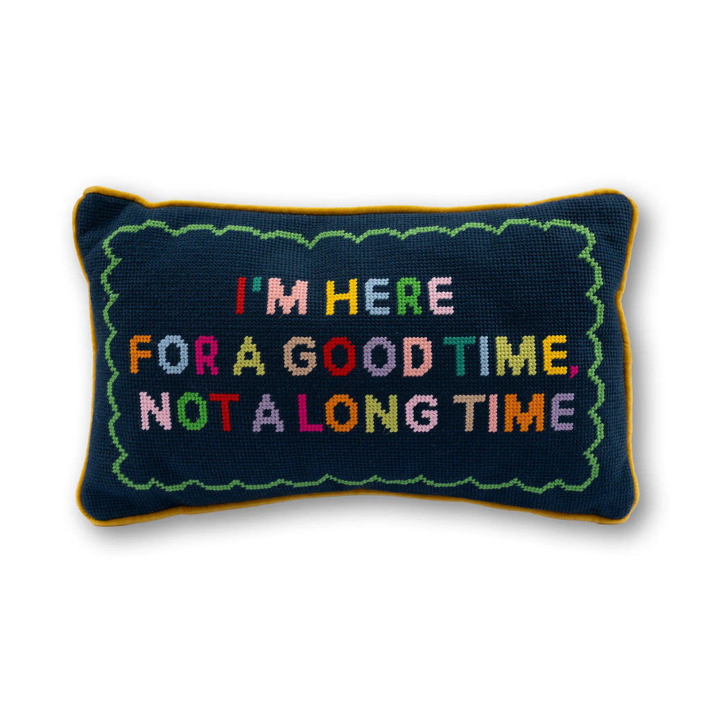 Furbish Good Time Needlepoint Pillow
