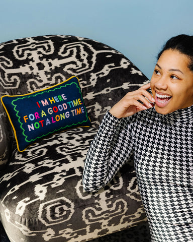 Furbish Good Time Needlepoint Pillow