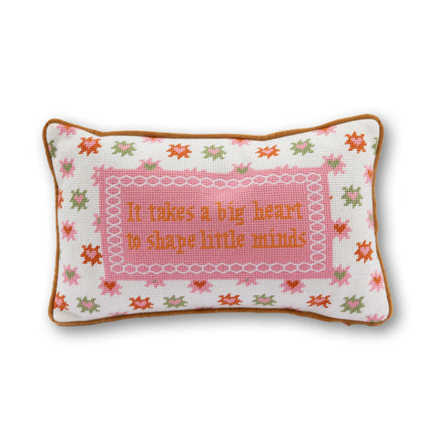 Furbish Big Heart Needlepoint Pillow