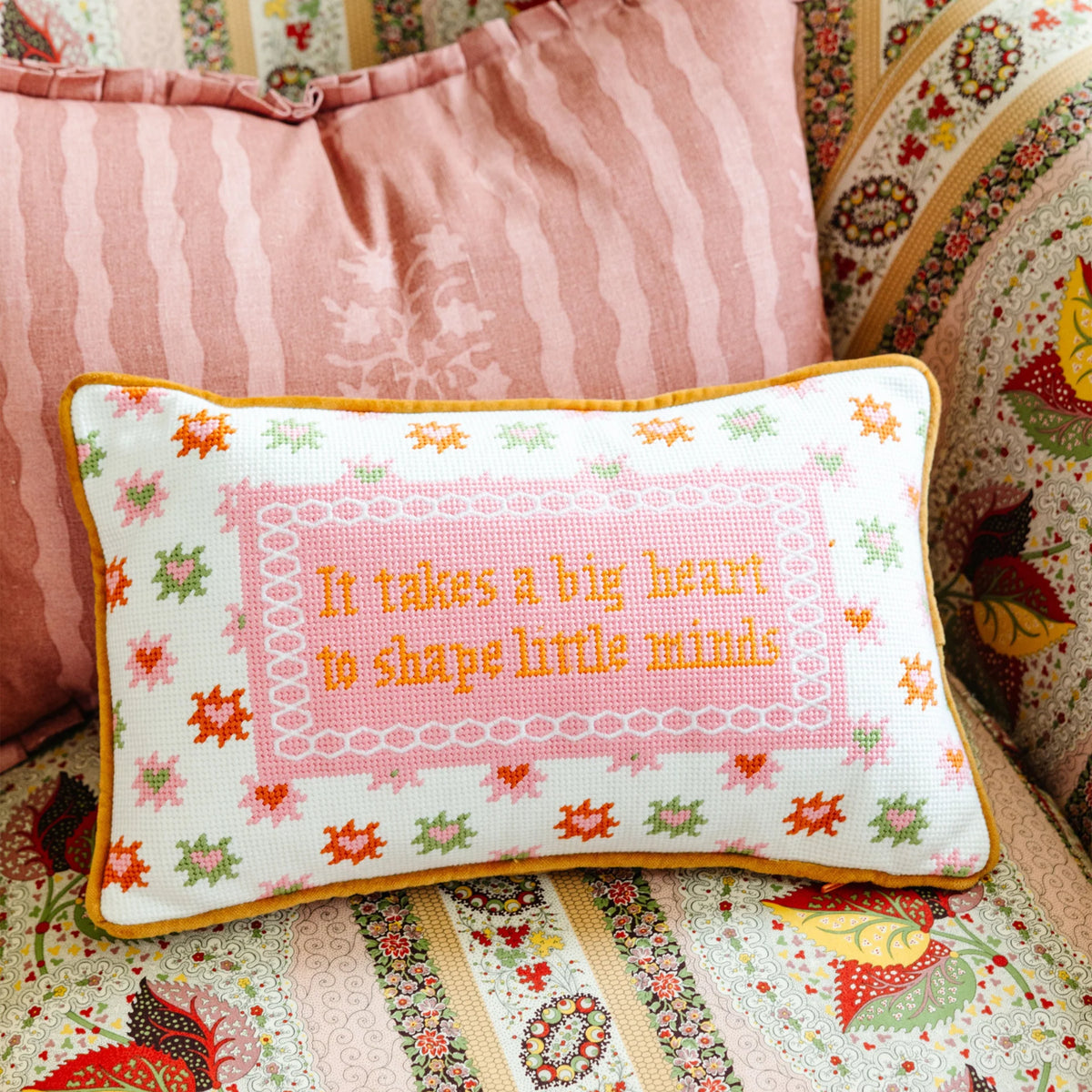 Furbish Big Heart Needlepoint Pillow