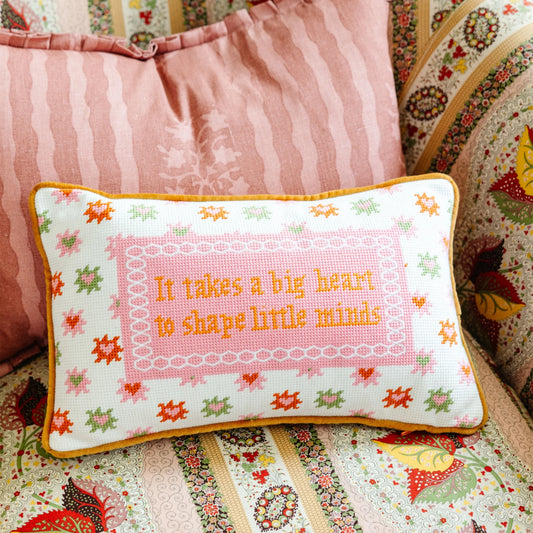 Furbish Big Heart Needlepoint Pillow