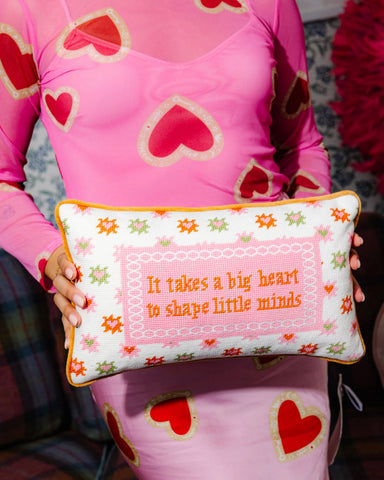 Furbish Big Heart Needlepoint Pillow
