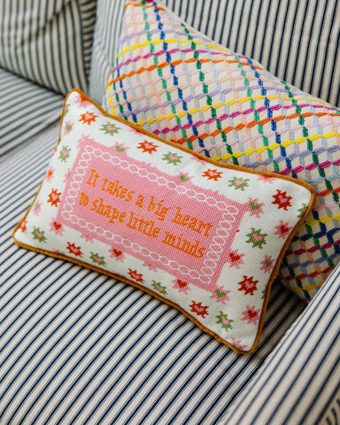 Furbish Big Heart Needlepoint Pillow