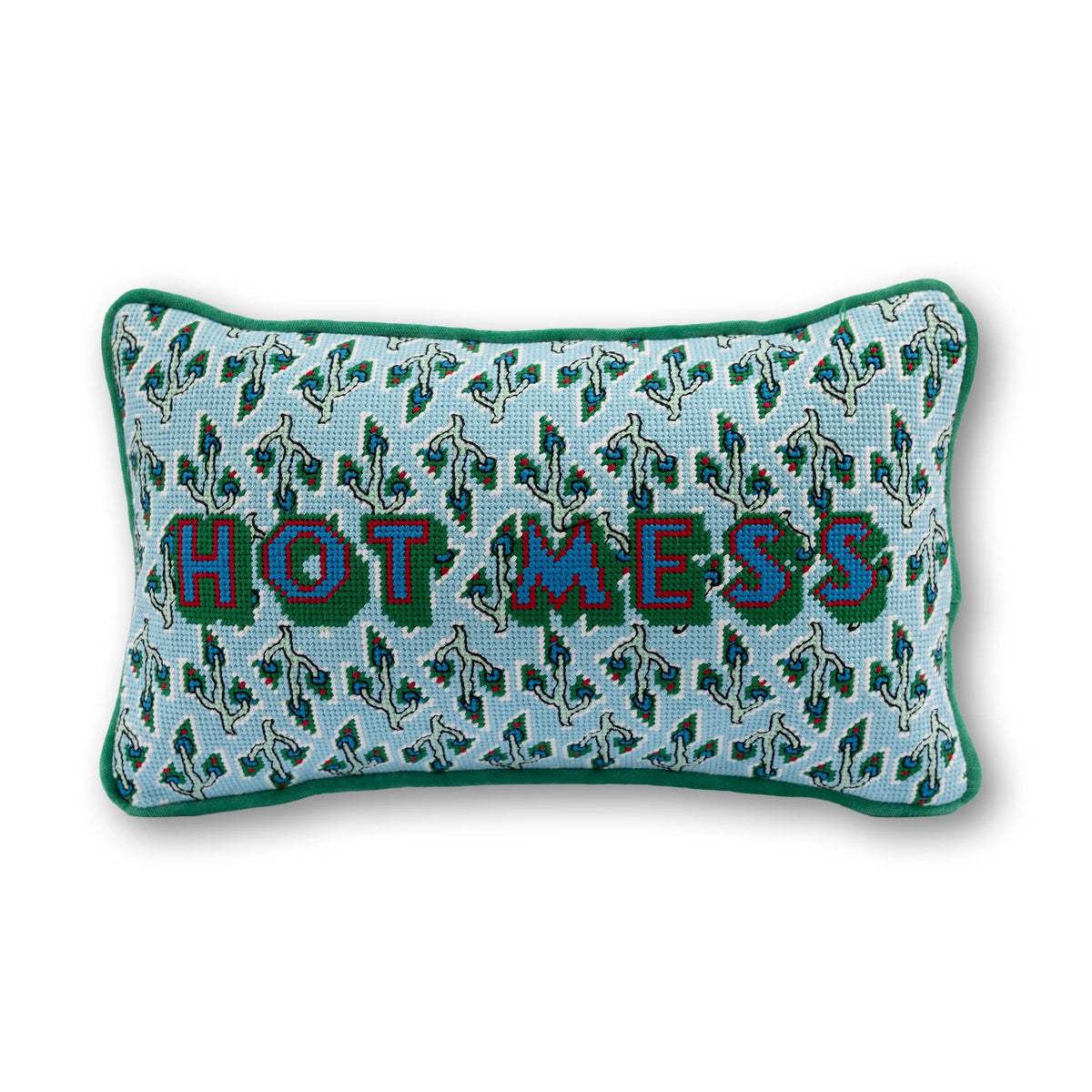 Furbish Studio Hot Mess needlepoint pillow