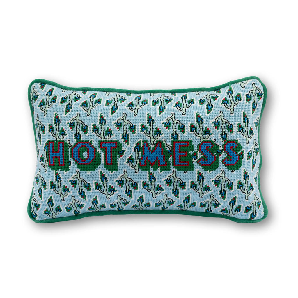 Furbish Hot Mess Needlepoint Pillow