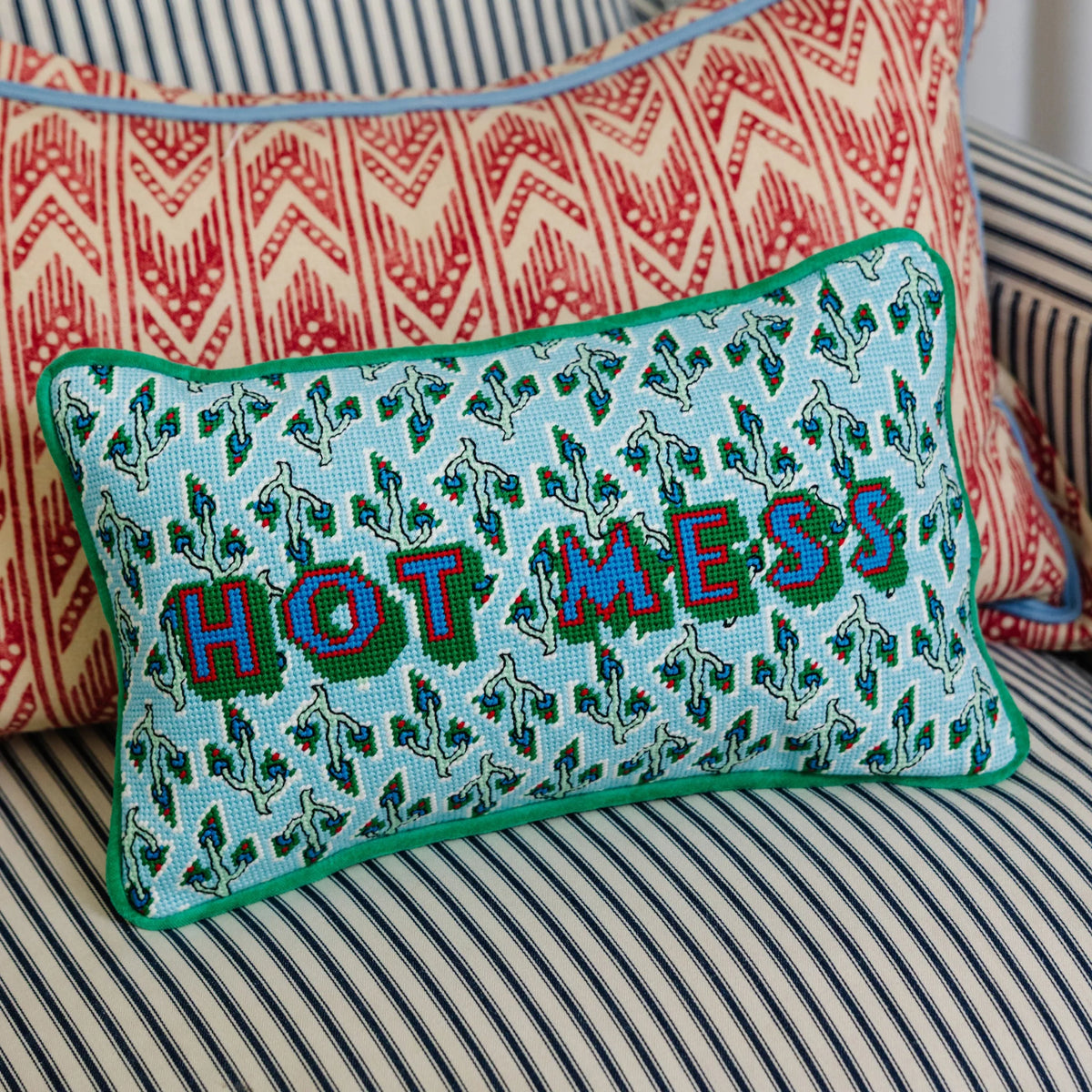 Furbish Hot Mess Needlepoint Pillow, view 2