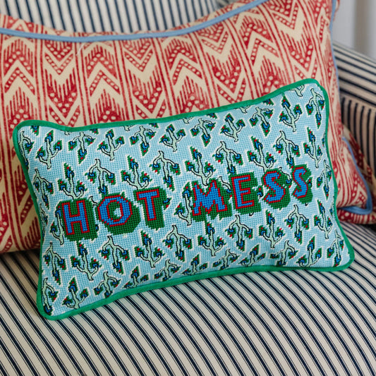Furbish Hot Mess Needlepoint Pillow