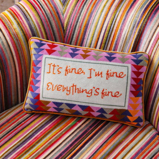 Furbish Everything's Fine Needlepoint Pillow