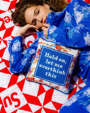 Furbish Overthink Needlepoint Pillow