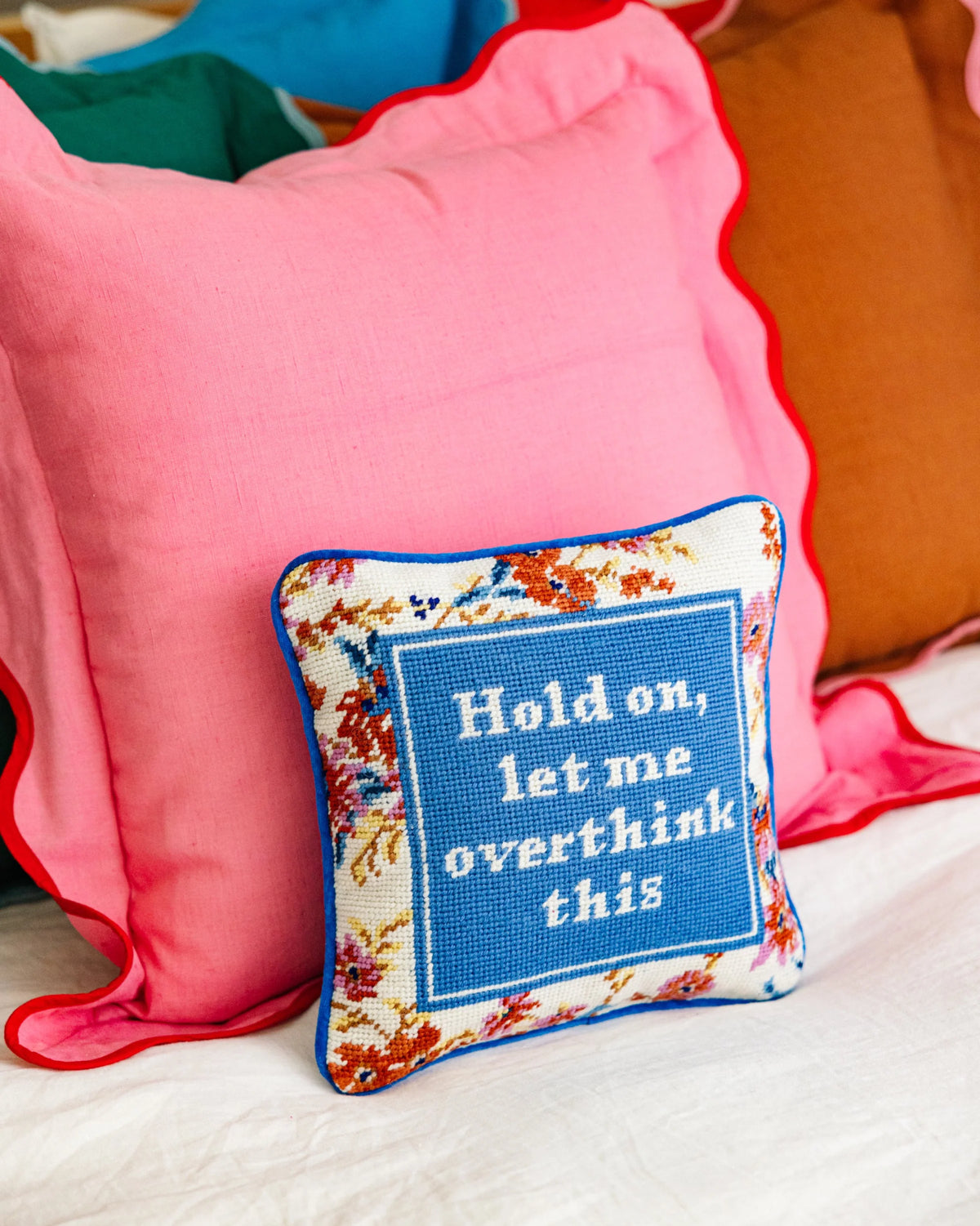 Furbish Overthink Needlepoint Pillow, view 5