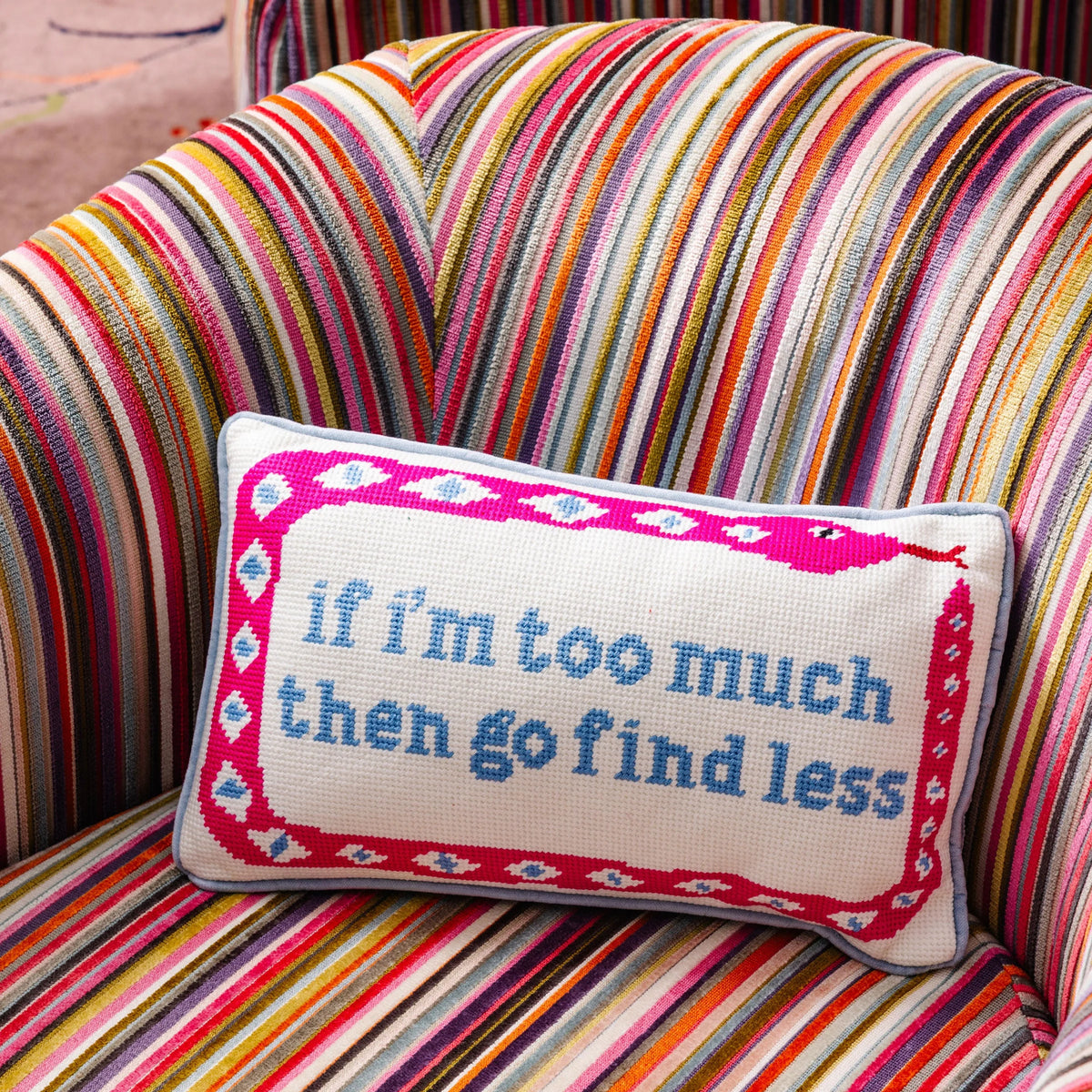 Furbish Go Find Less Needlepoint Pillow, view 2