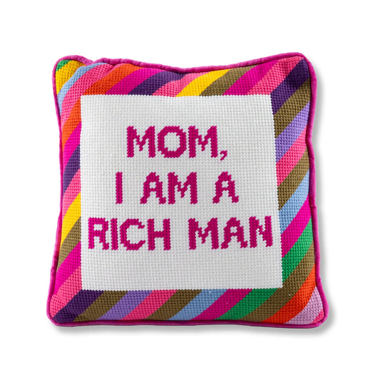 Furbish Rich Man Needlepoint Pillow