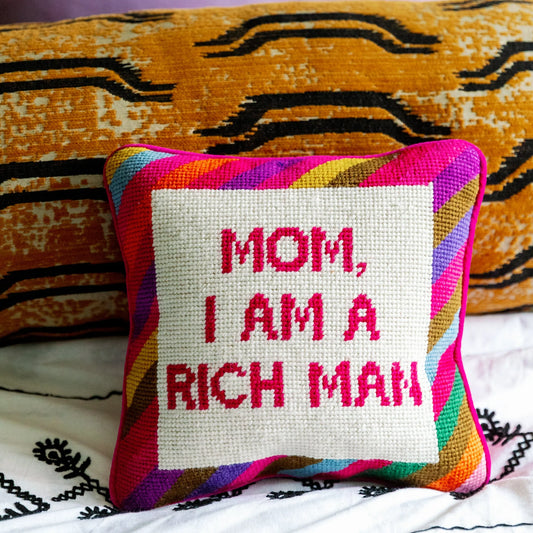 Furbish Rich Man Needlepoint Pillow