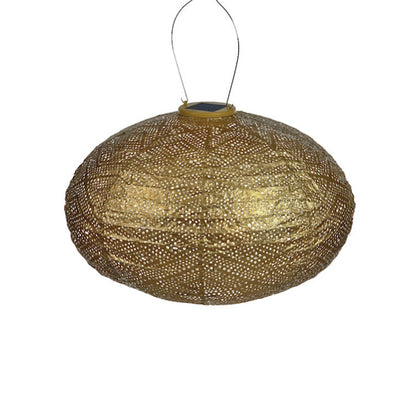 Lumiz Ikat Gold oval LED solar lantern in Tyvek