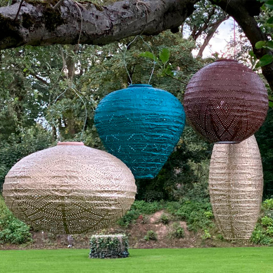 Lumiz Ikat Gold Oval LED Solar Lantern