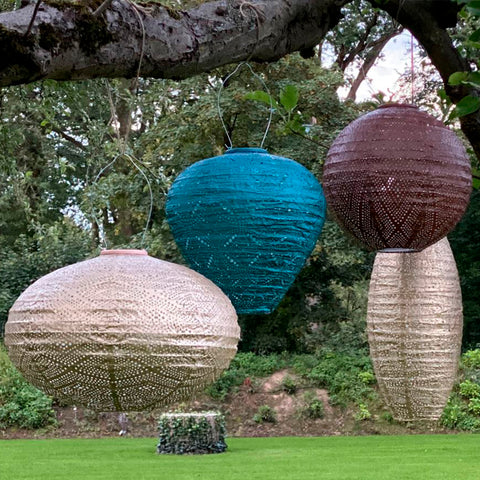 Lumiz Ikat Gold Oval LED Solar Lantern