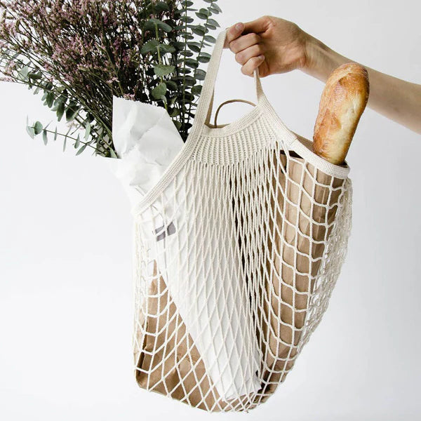 Filt 210 medium net shopper tote bag in knitted cotton – view 4