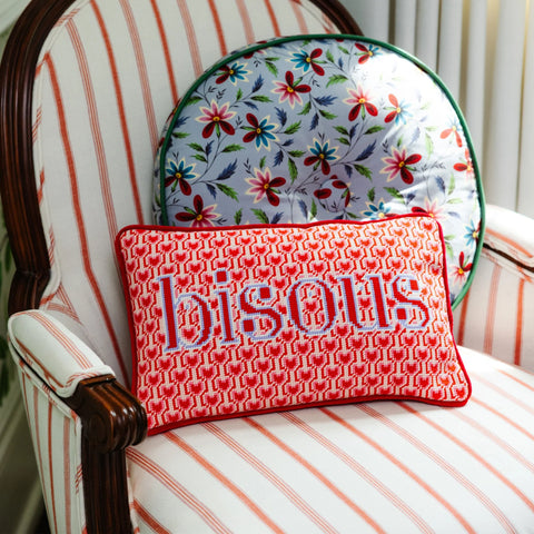 Furbish Bisous Needlepoint Pillow