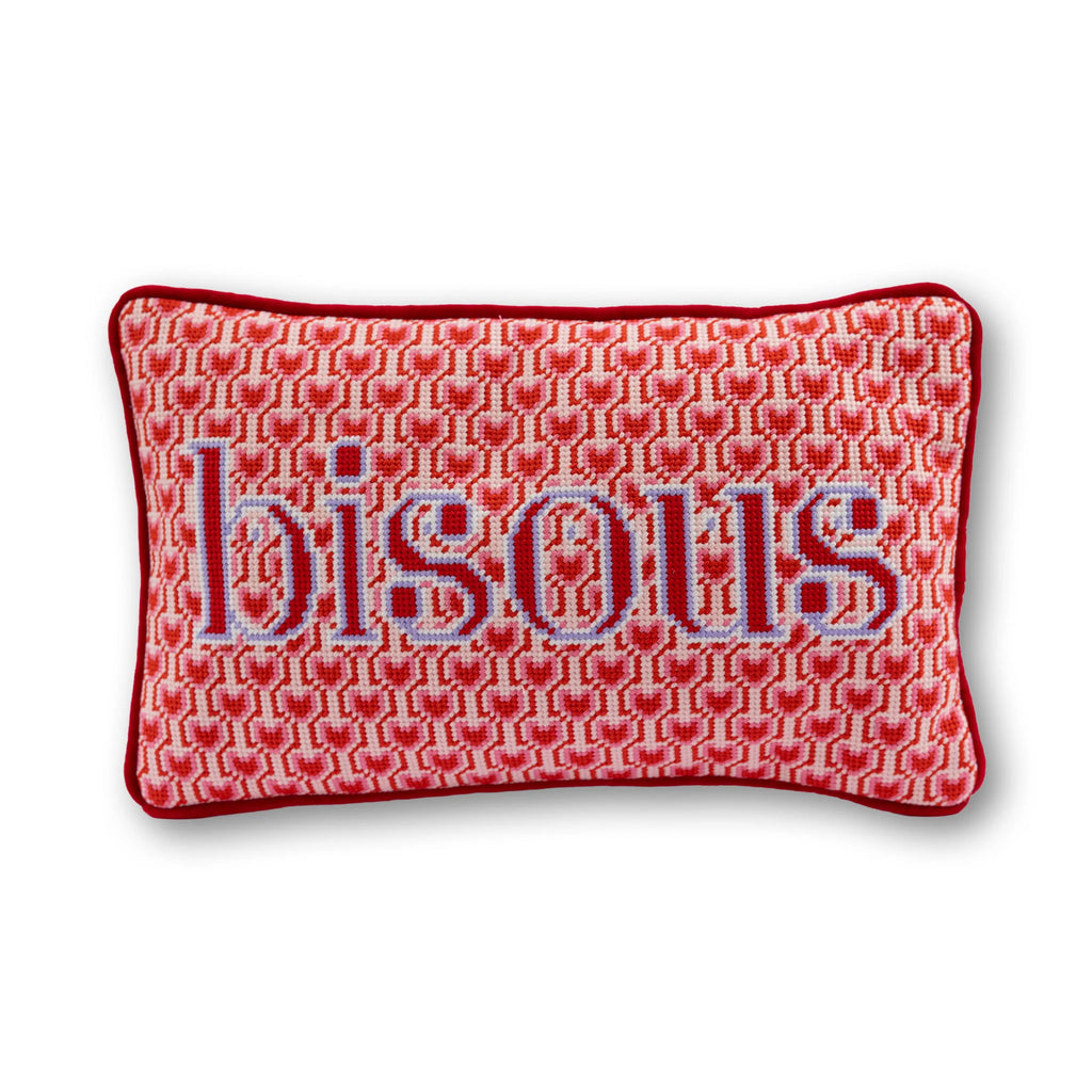 Furbish Bisous Needlepoint Pillow