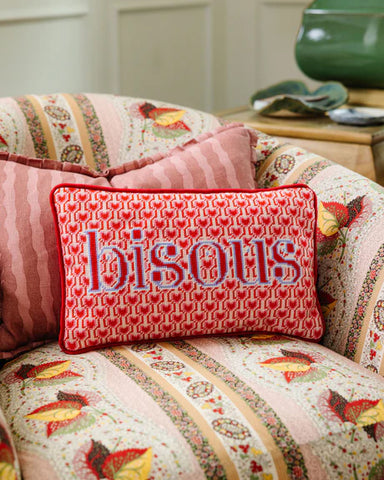 Furbish Bisous Needlepoint Pillow