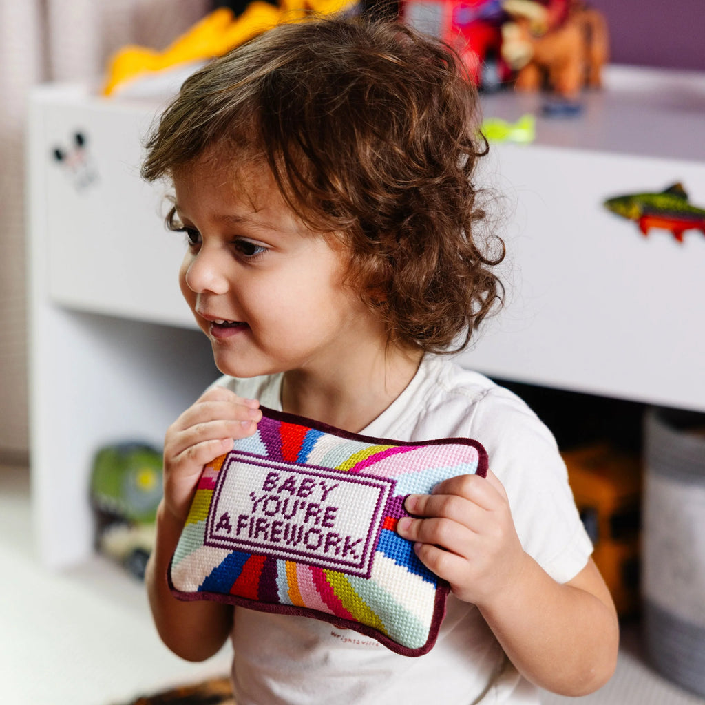Furbish Firework Mini Needlepoint Pillow