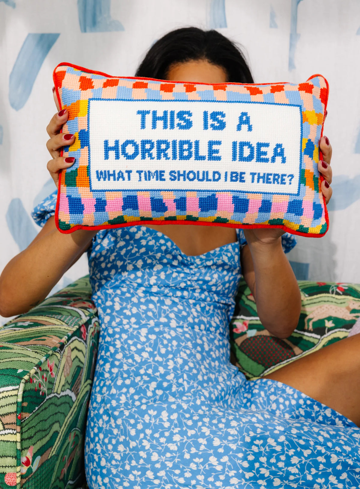 Furbish Horrible Idea Needlepoint Pillow, view 3