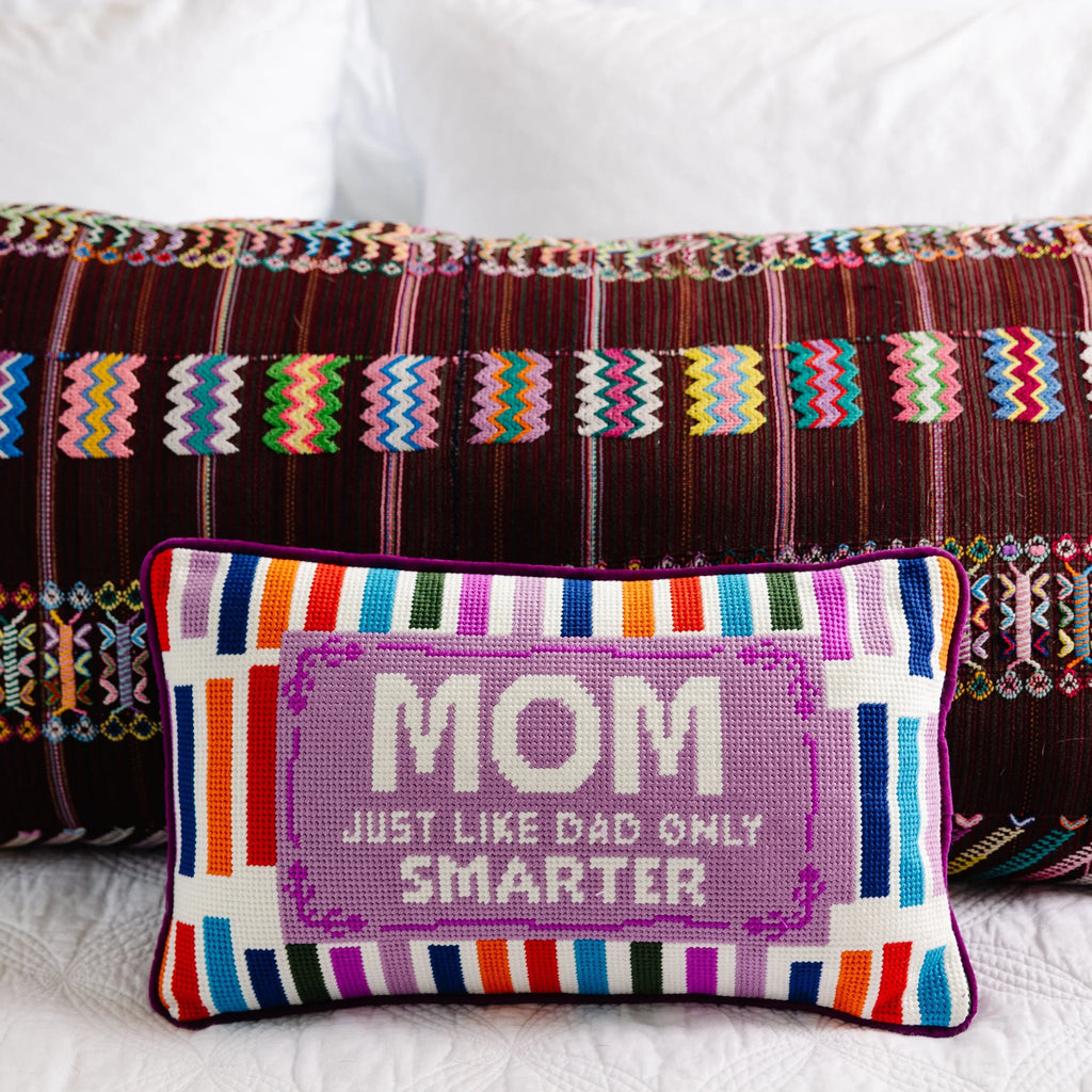 Furbish Mom Rules Needlepoint Pillow