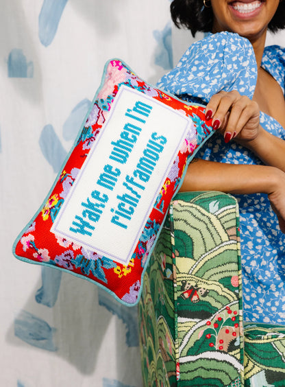 Furbish Rich And Famous Needlepoint Pillow