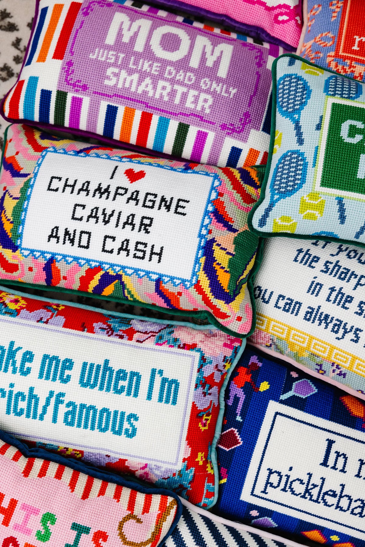 Furbish Rich And Famous Needlepoint Pillow