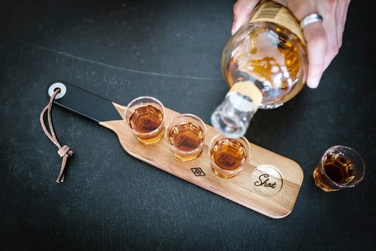 Gentlemen's Hardware Serving Paddle and Shot Glasses