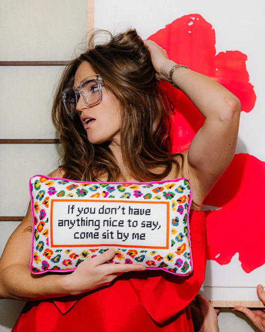 Furbish Come Sit By Me Needlepoint Pillow