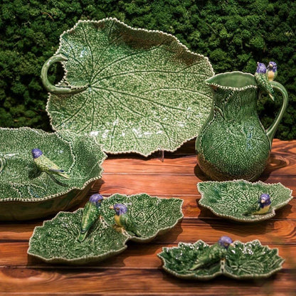 Bordallo Pinheiro Cineraria Leaf Blue Bird Pitcher 1.8L