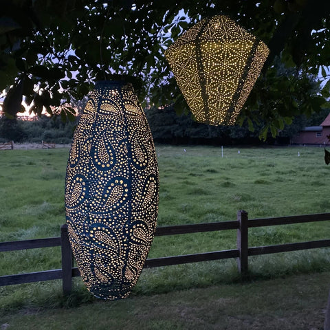 Lumiz Folia Light Taupe Long Oval LED Solar Lantern