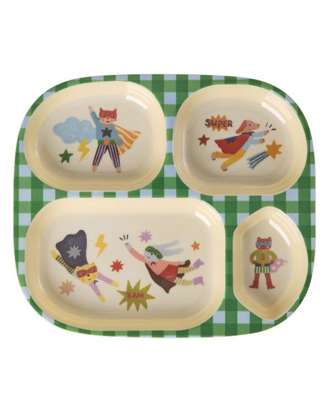 Rice Hero Melamine Kids Compartment Plate
