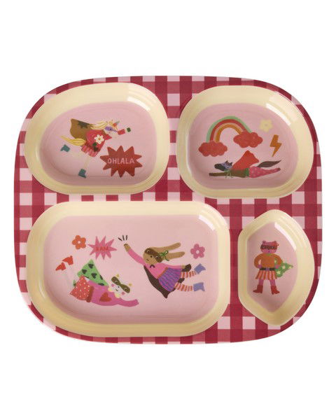 Rice Hero Melamine Kids Compartment Plate
