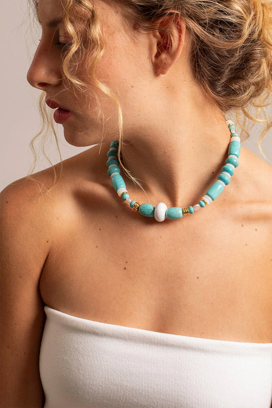 La Coque Francaise - Cleo Turquoise Short Chain 40 cm
